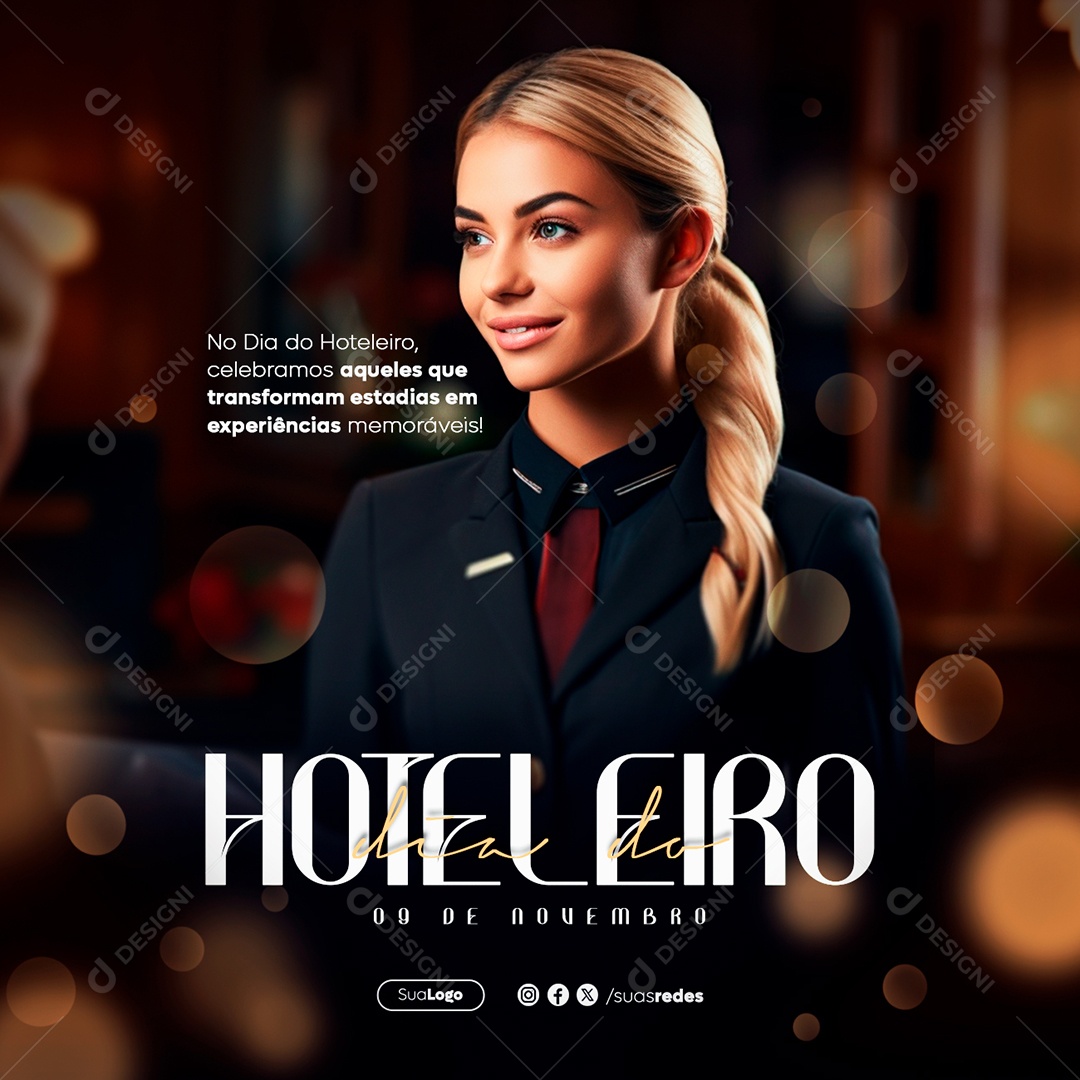 Hotelier's Day November 9th: Those Who Transform Stays into Social Media Experiences Editable PSD
