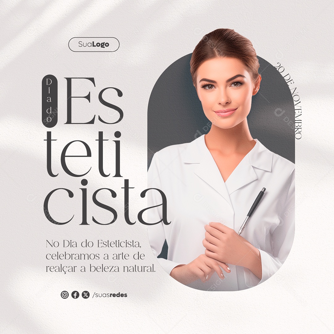 Dia Do Esteticista 20 de Novembro a Arte de Realçar a Beleza Natural Social Media PSD Editável