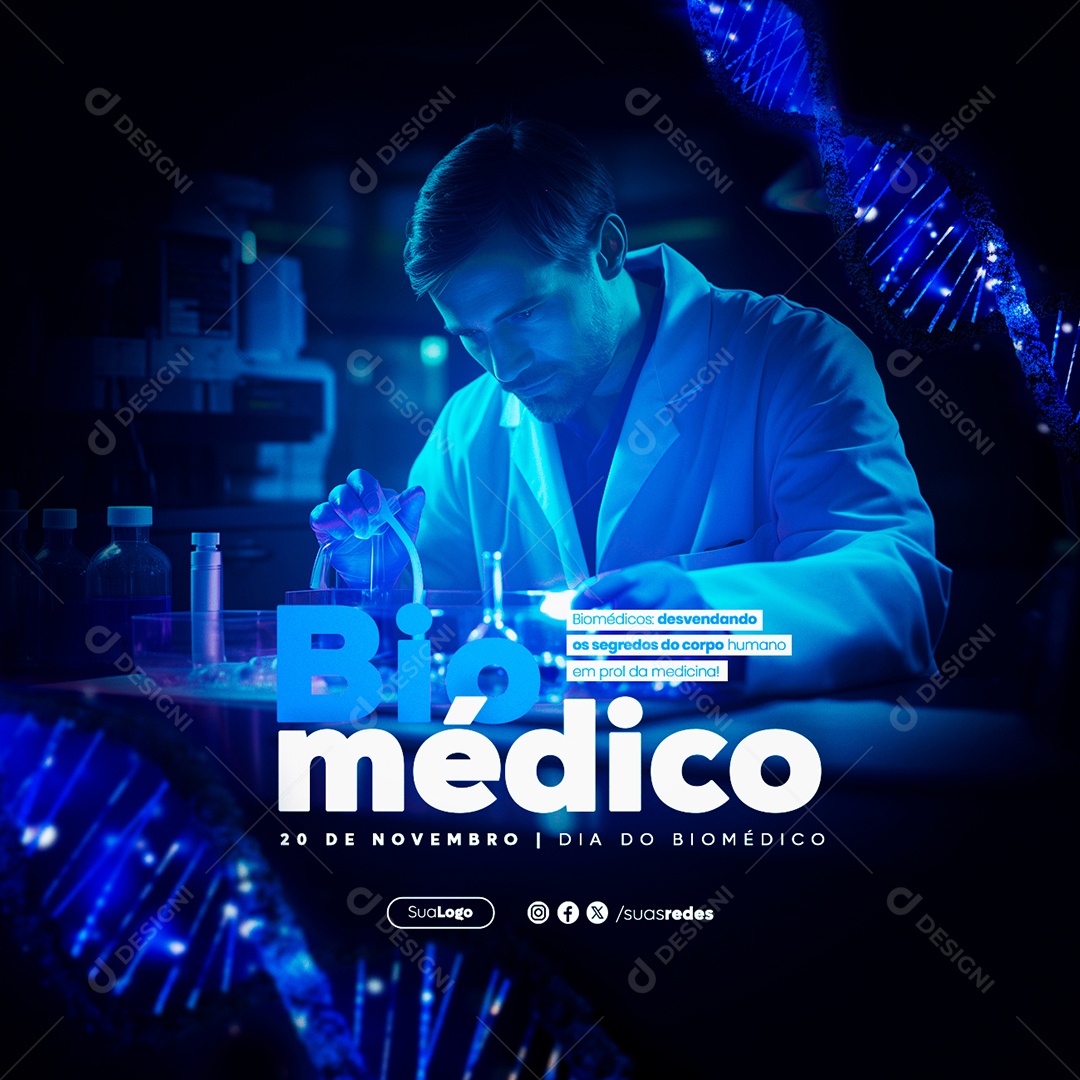 Dia do Biomédico 20 de Novembro Desvendando os Segredos do Corpo Social Media PSD Editável