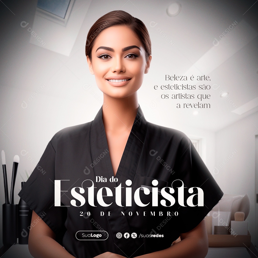 Dia Do Esteticista 20 de Novembro Beleza é Arte Social Media PSD Editável