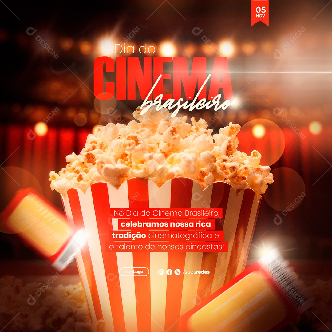 Dia Do Cinema Brasileiro 05 De Novembro Celebramos nossa Rica Tradição Cinematográfica Social Media PSD Editável
