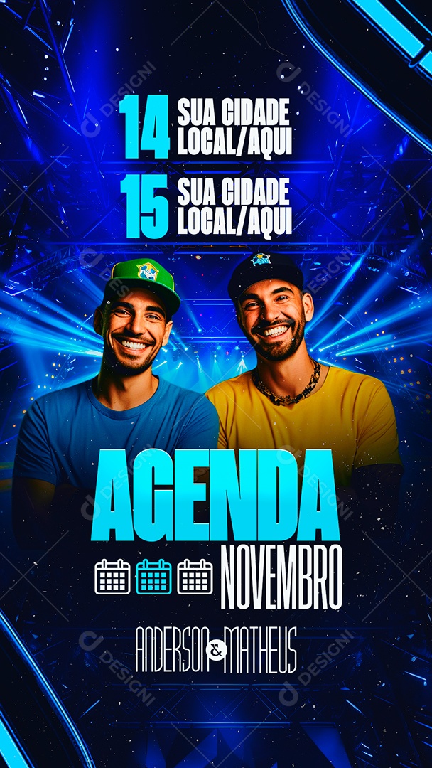 Story Flyer Agenda Novembro Anderson & Matheus Social Media PSD Editável