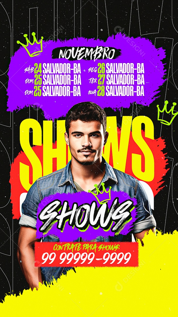 Story Flyer Agenda Novembro Shows Contrate para Shows Social Media PSD Editável