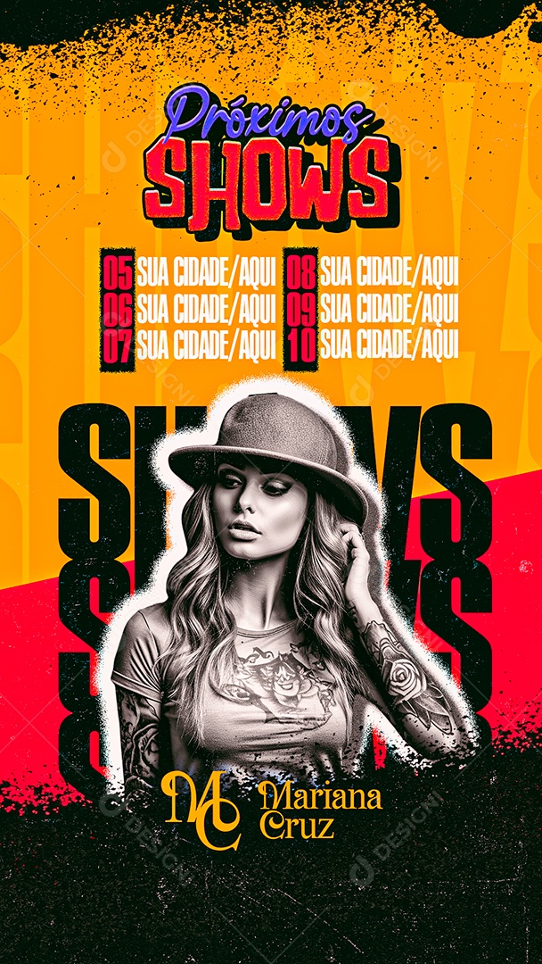 Story Flyer Próximos Shows Mariana Cruz Social Media PSD Editável