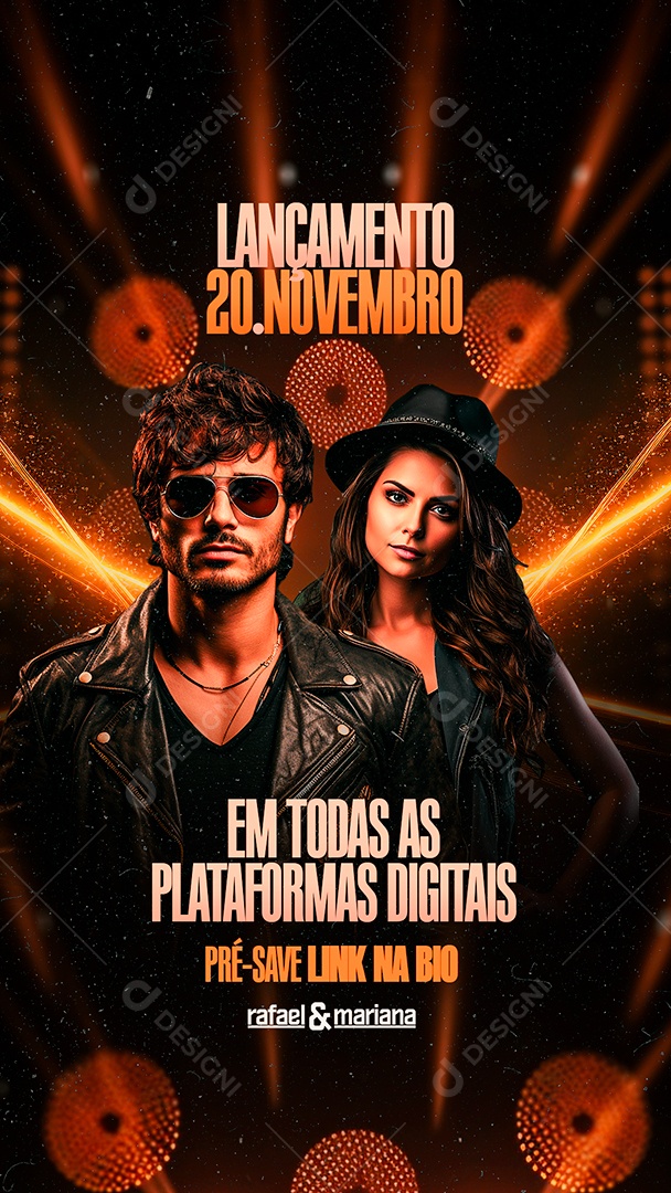 Story Flyer Lançamento em Todas as Plataformas Digitais Rafael & Mariana Social Media PSD Editável