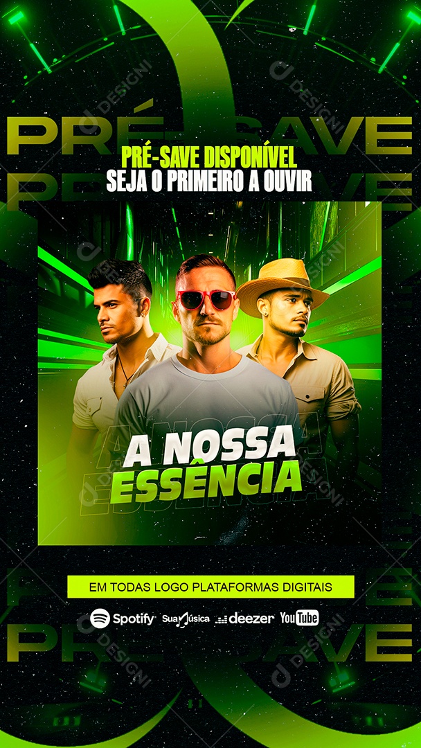 Story Flyer Pré Save Disponível Seja o Primeiro a Ouvir a Nossa Essência Social Media PSD Editável