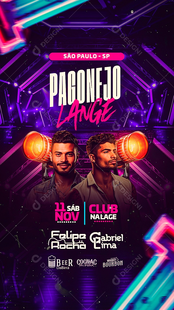 Story Flyer Pagonejo Lange Felipe Rocha Gabriel Lima Social Media PSD Editável