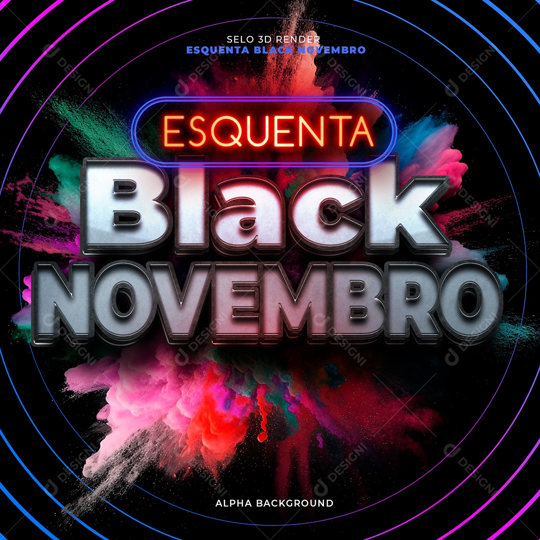 Selo 3D Esquenta Black Novembro Para Composição PSD