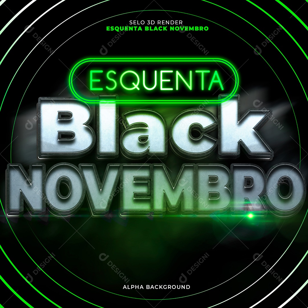 Esquenta Black Novembro Verde Selo 3D Para Composição PSD