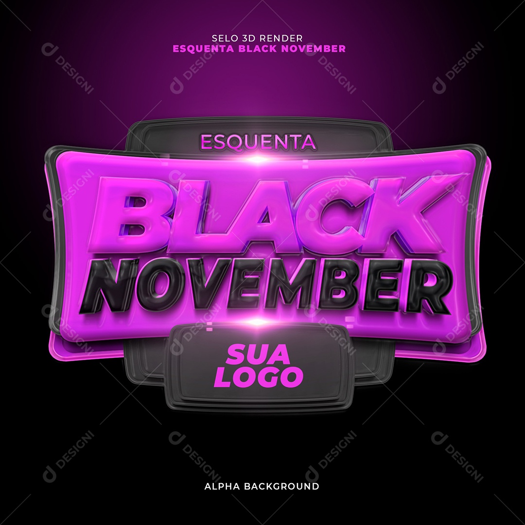 Esquenta Black November Rosa Selo 3D Para Composição PSD