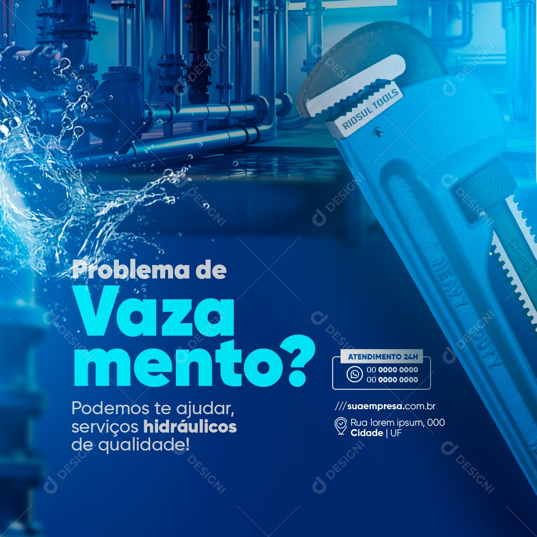 Social Media Problema De Vazamento Serviços PSD Editável