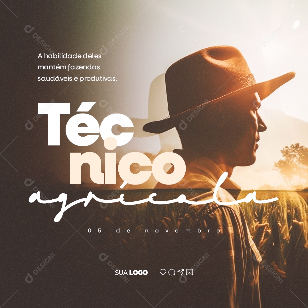 Dia do Técnico Agrícola 05 de Novembro Social Media PSD Editável