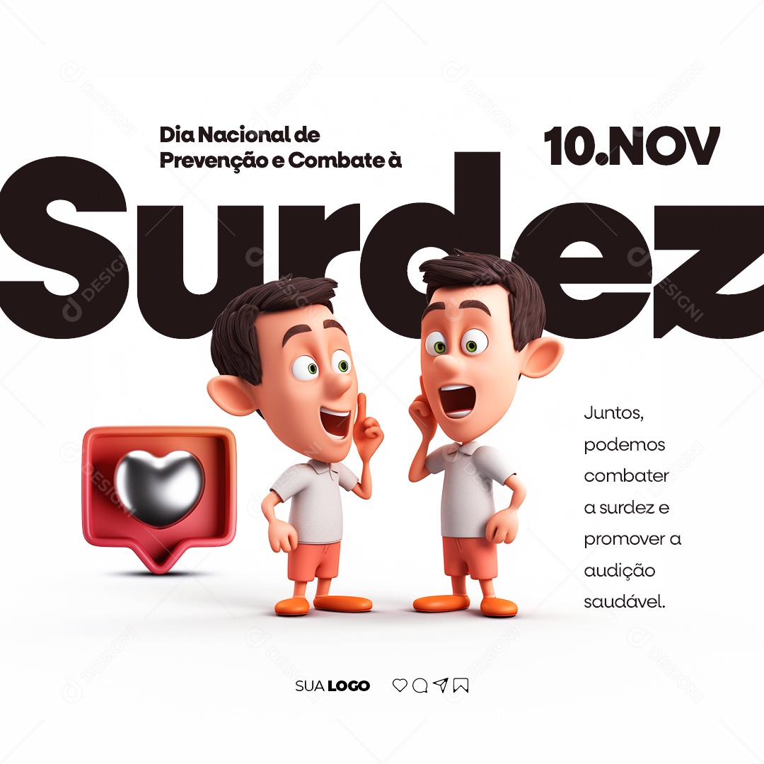 Dia Nacional de Prevenção e Combate à Surdez 10 de Novembro Social Media PSD Editável