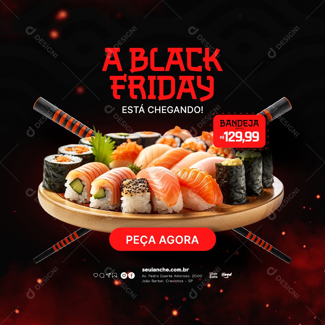 Black Friday Japanese Food Is Coming Tray 30 PC Order Now Social Media PSD Editable