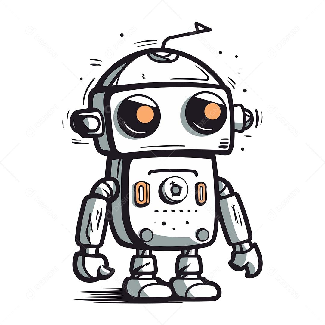 Robô Desenho Animado Ilustração Vetor EPS
