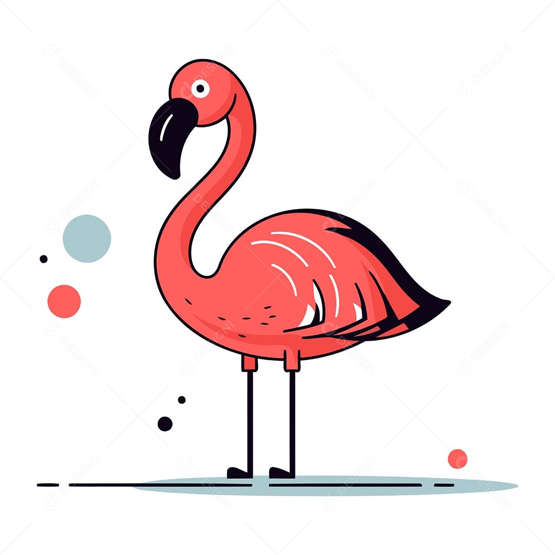 Flamingo Desenho Animado Ilustração Vetor EPS
