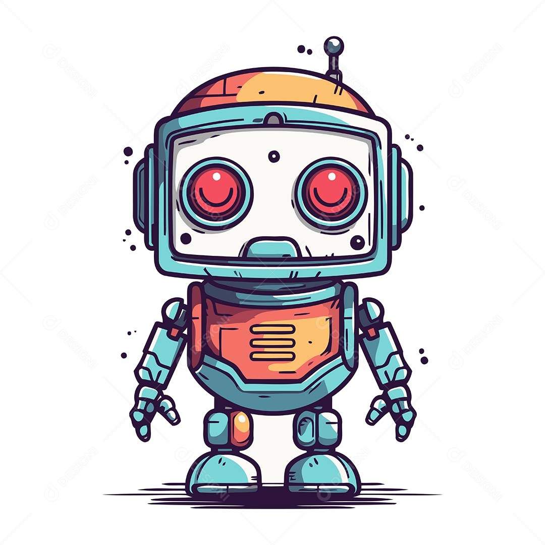 Robô Desenho Animado Ilustração Vetor EPS