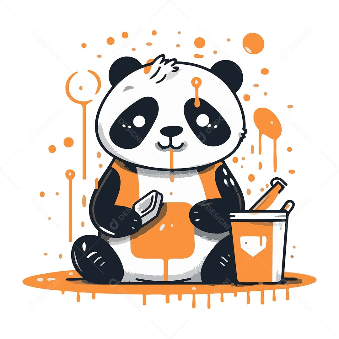 Urso Panda Desenho Animado Ilustração Vetor EPS