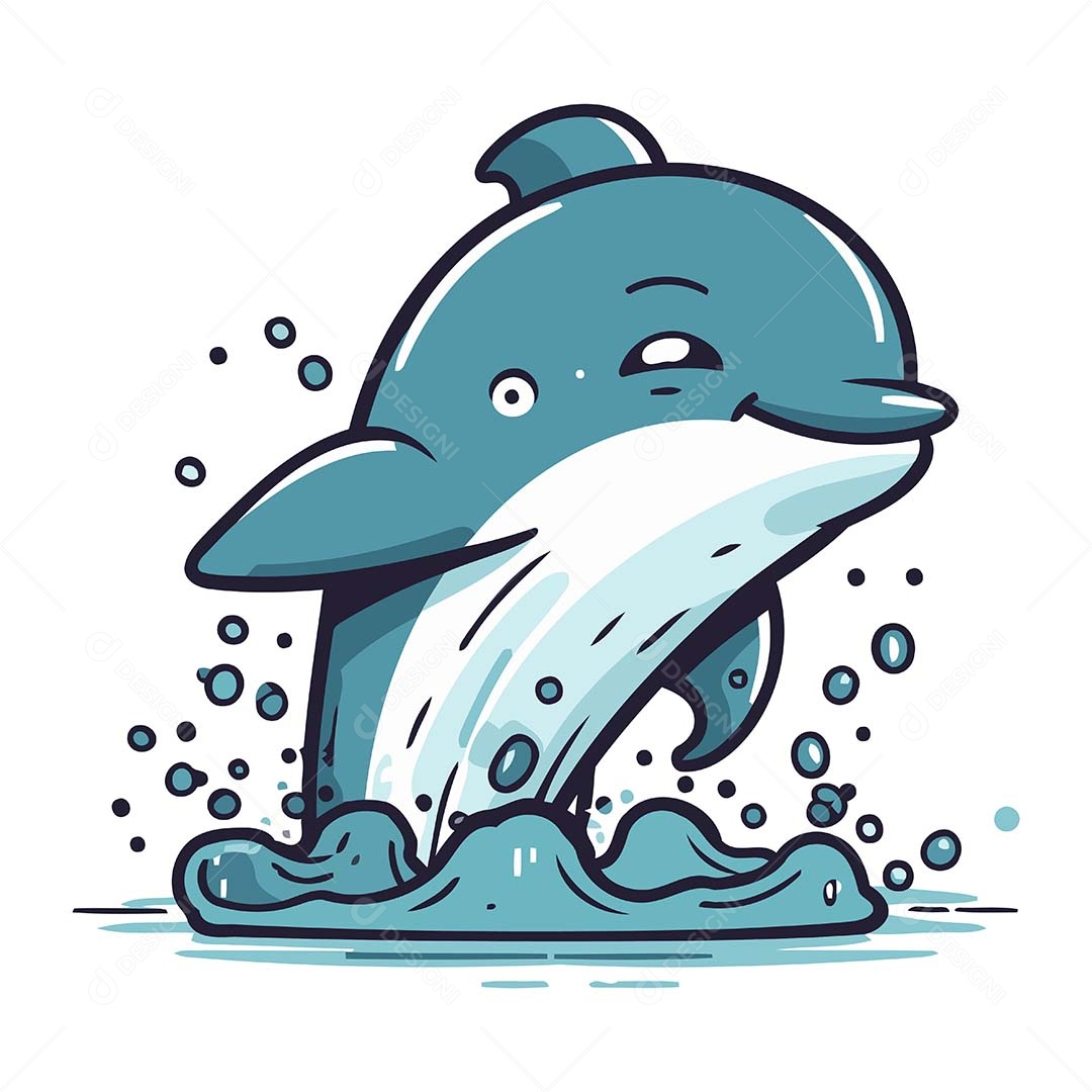 Golfinho Desenho Animado Ilustração Vetor EPS