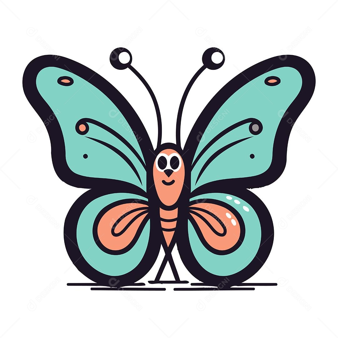 Borboleta Desenho Animado Ilustração Vetor EPS
