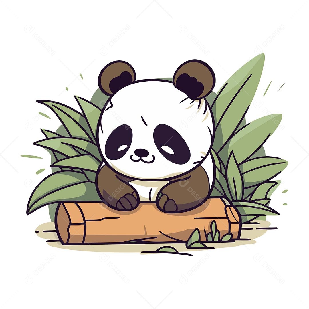 Urso Panda Desenho Animado Ilustração Vetor EPS