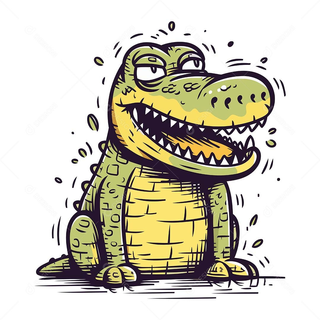 Jacaré Desenho Animado Ilustração Vetor EPS