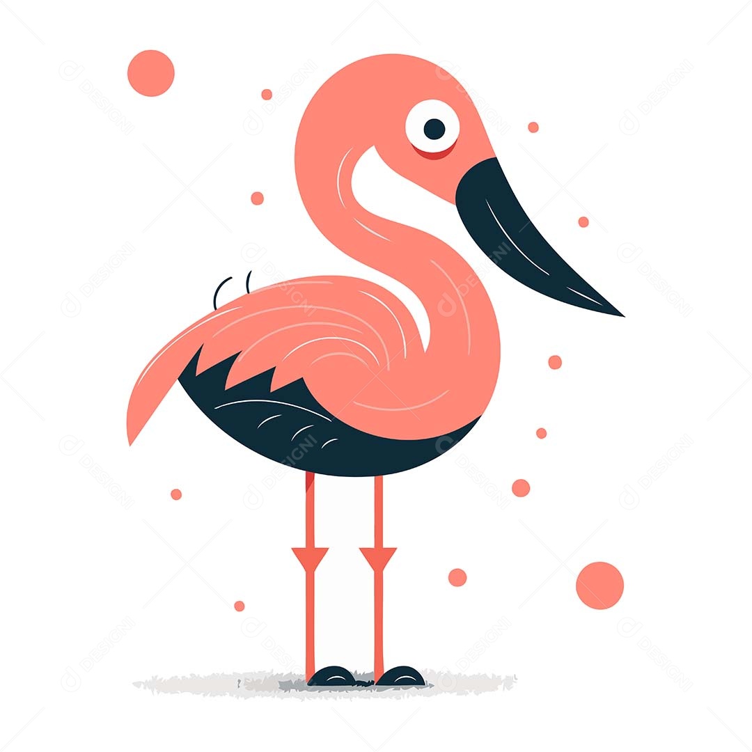Flamingo Desenho Animado Ilustração Vetor EPS