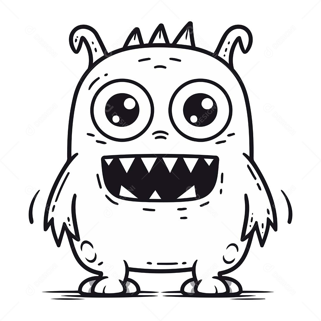 Monstro Desenho Animado Ilustração Vetor EPS