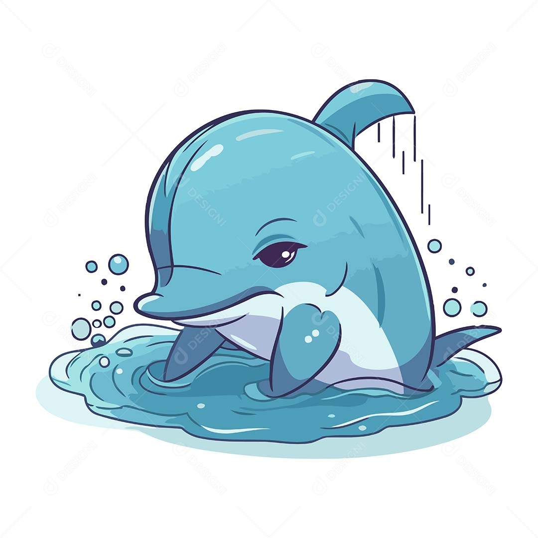 Golfinho Desenho Animado Ilustração Vetor EPS
