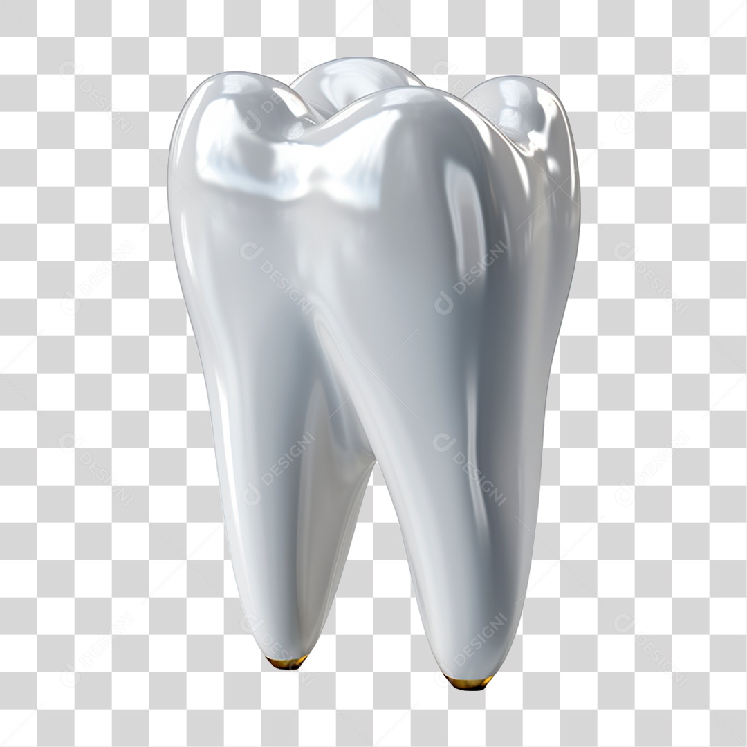 Elemento 3D Dente Branco PNG Transparente