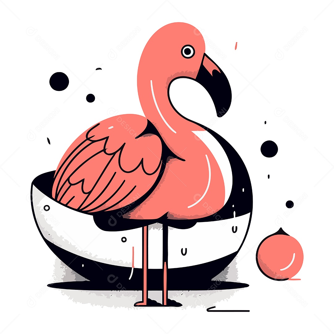 Flamingo Desenho Animado Ilustração Vetor EPS