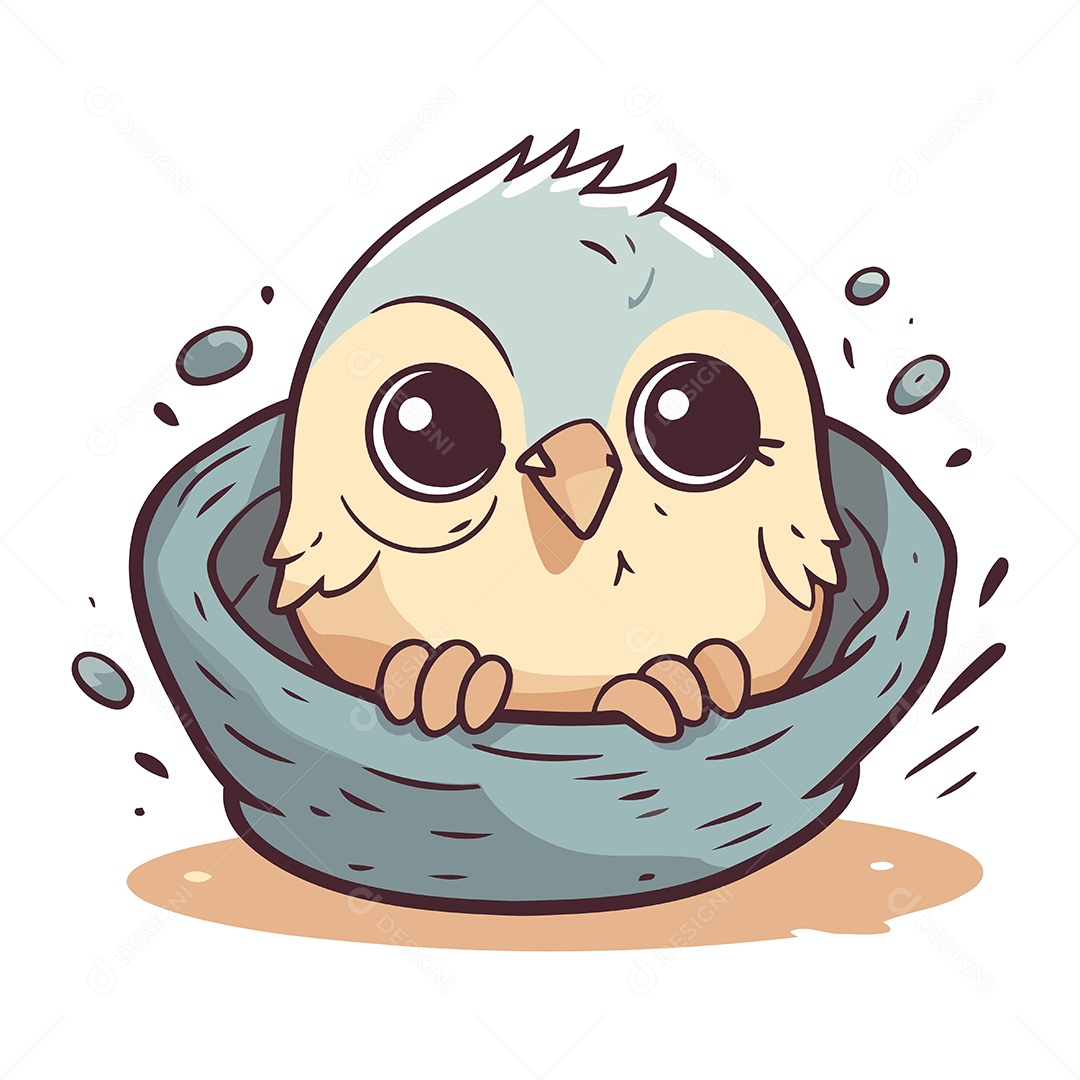 Filhote de Pássaro Desenho Animado Ilustração Vetor EPS