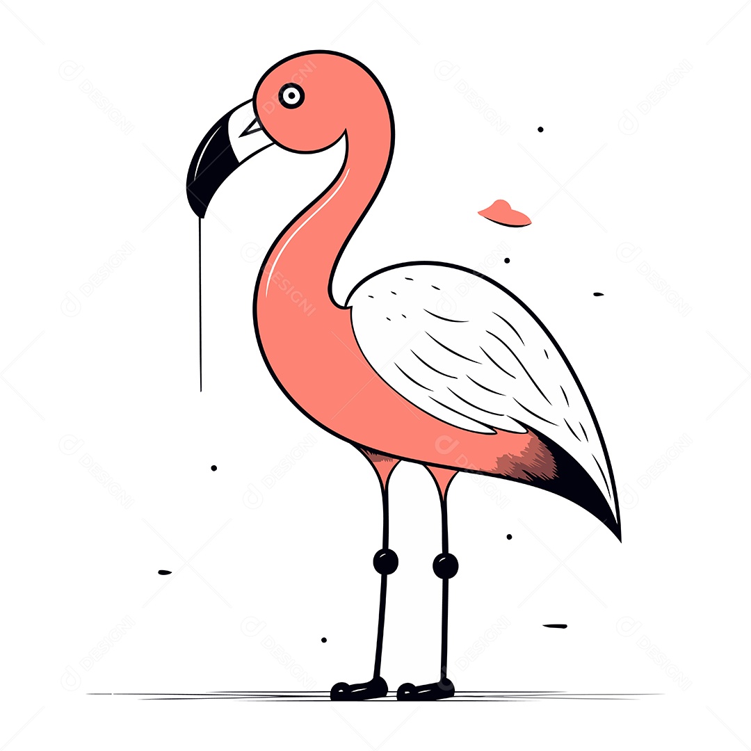 Flamingo Desenho Animado Ilustração Vetor EPS