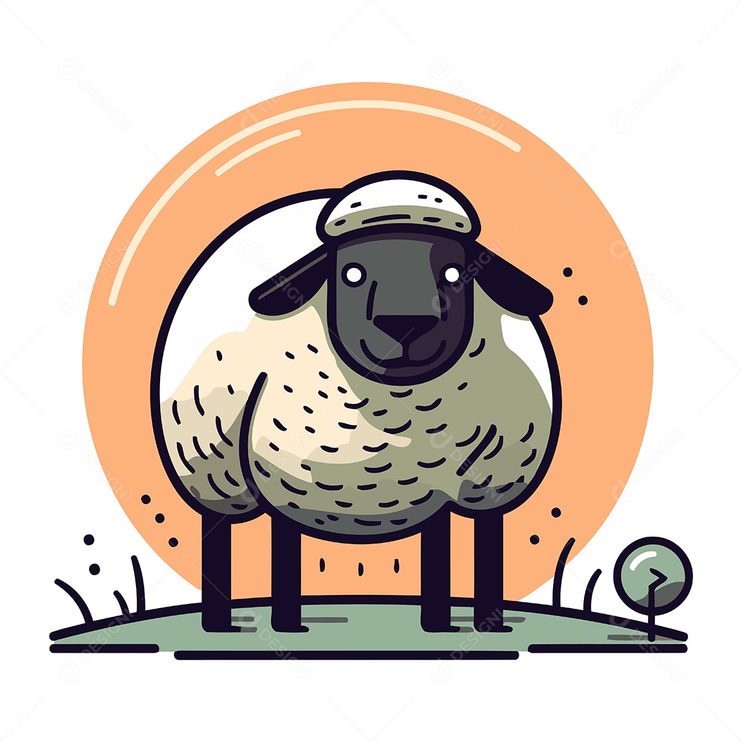 Ovelha Desenho Animado Ilustração Vetor EPS