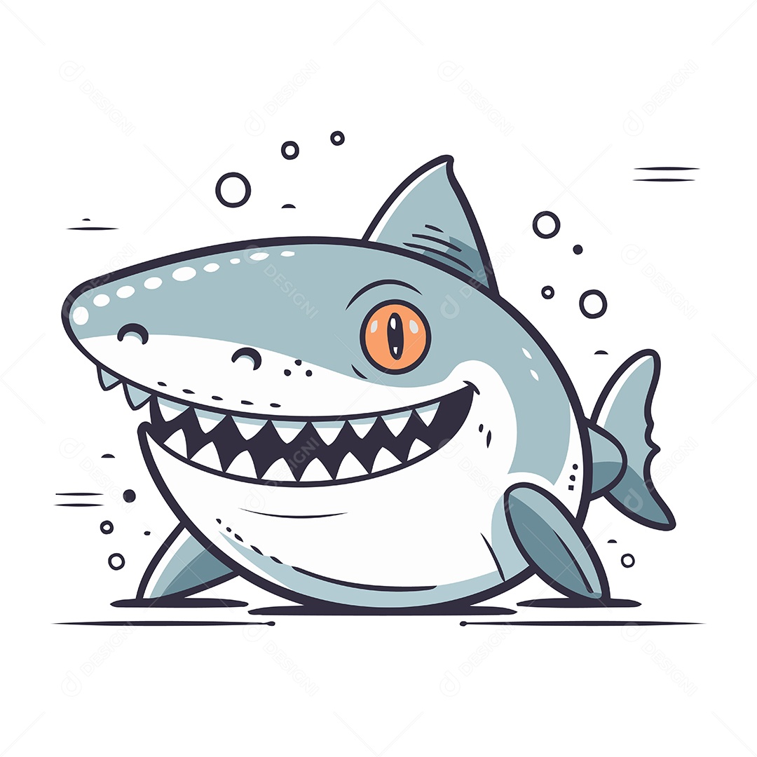 Tubarão Desenho Animado Ilustração Vetor EPS