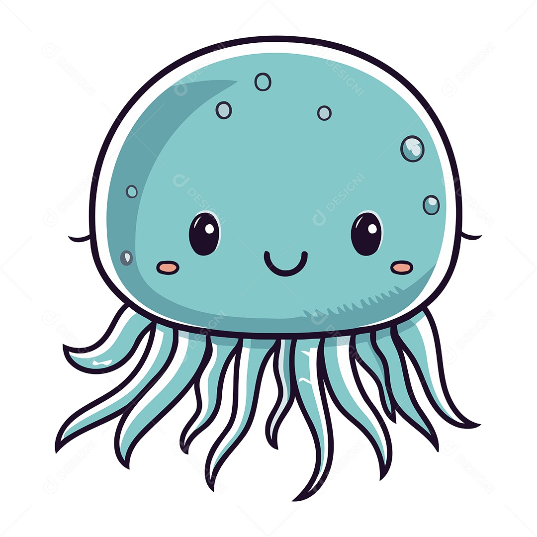 Água Viva Desenho Animado Ilustração Vetor EPS