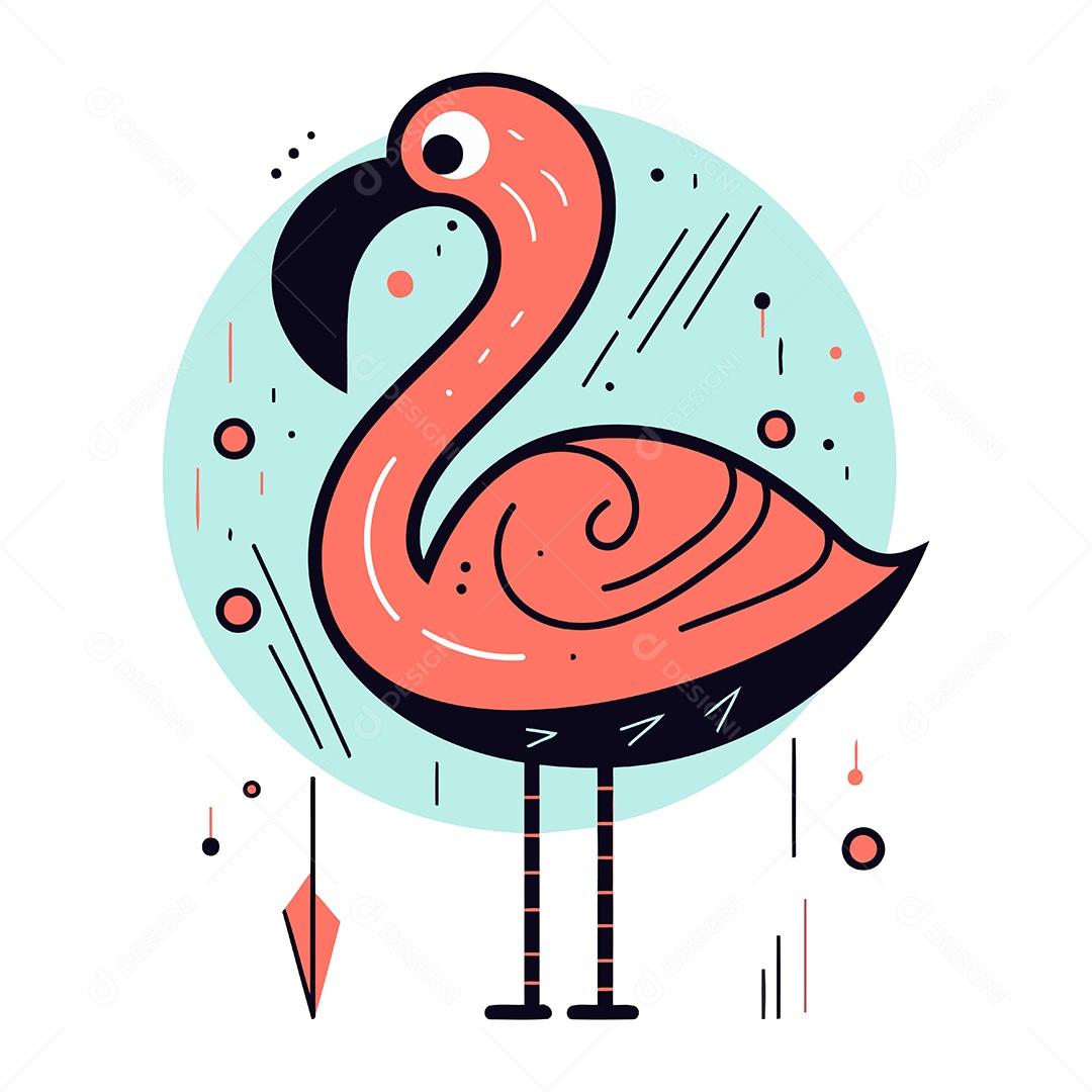 Flamingo Desenho Animado Ilustração Vetor EPS