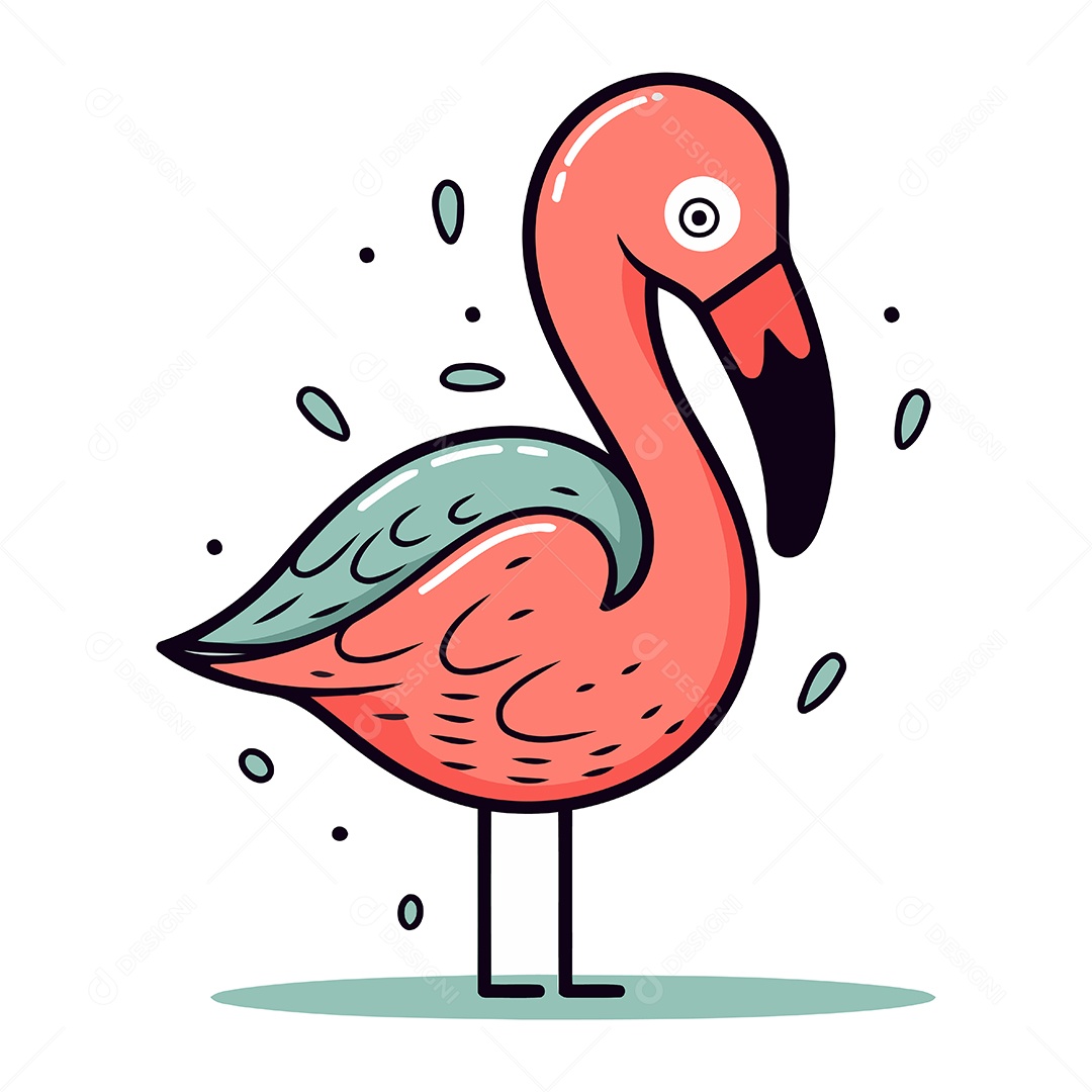 Flamingo Desenho Animado Ilustração Vetor EPS