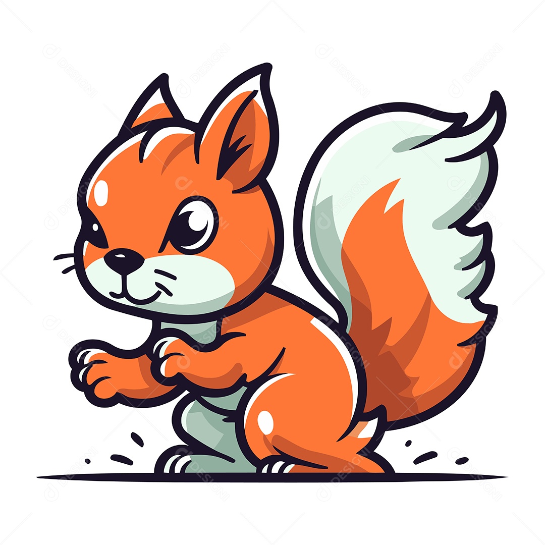 Esquilo Desenho Animado Ilustração Vetor EPS