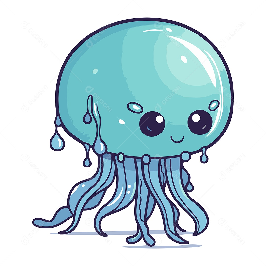 Água Viva Desenho Animado Ilustração Vetor EPS