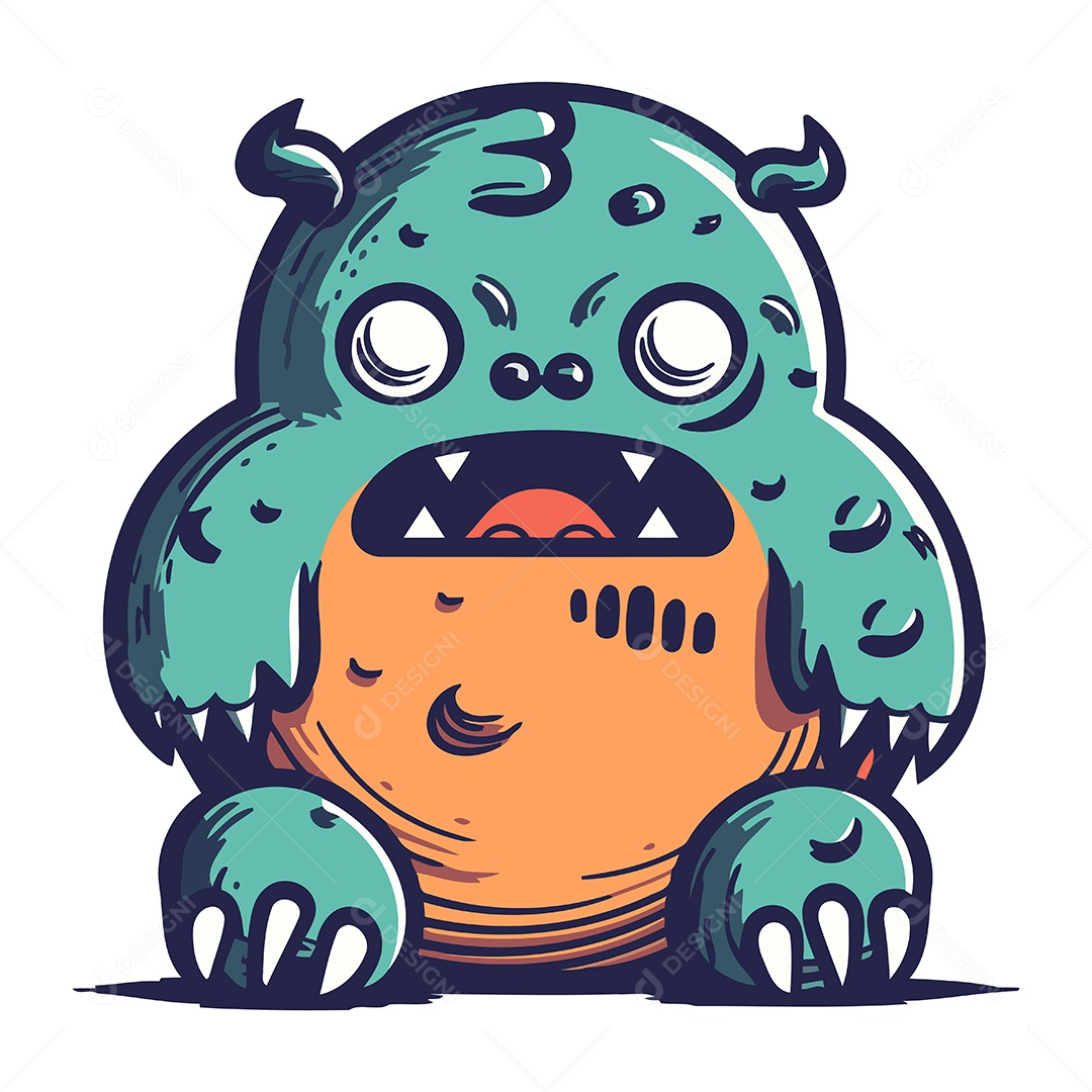 Monstro Desenho Animado Ilustração Vetor EPS