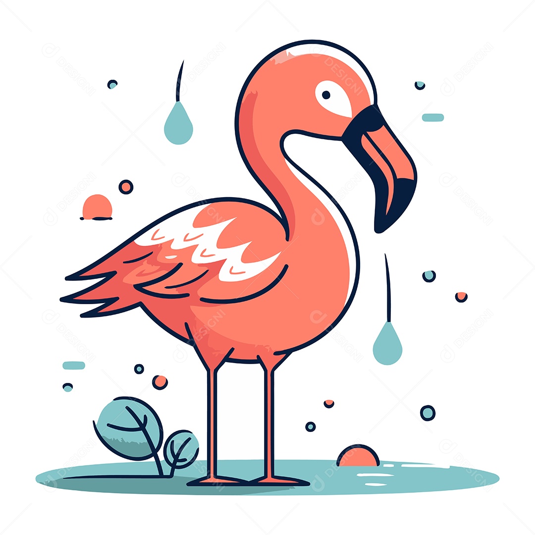 Flamingo Desenho Animado Ilustração Vetor EPS