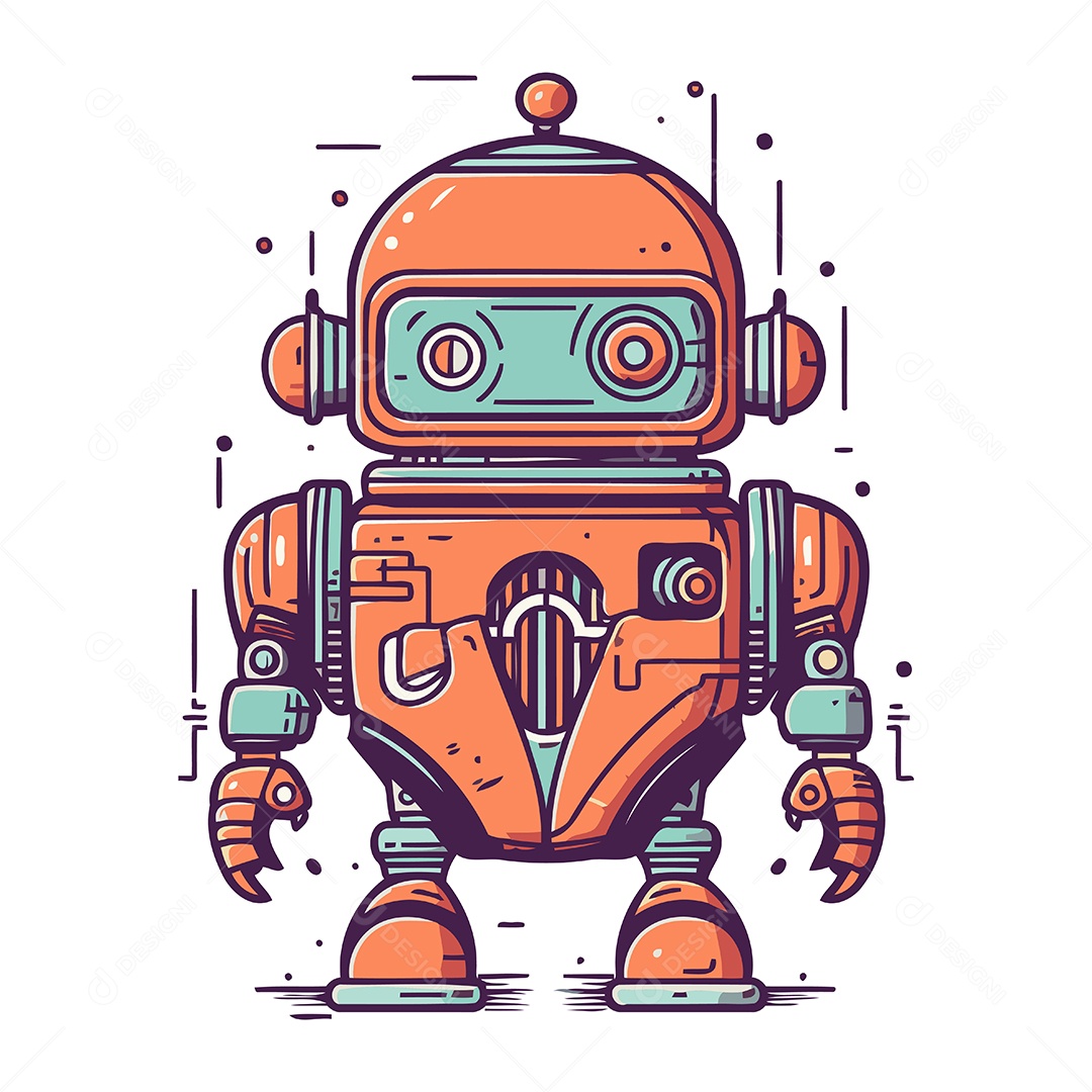 Robô Desenho Animado Ilustração Vetor EPS