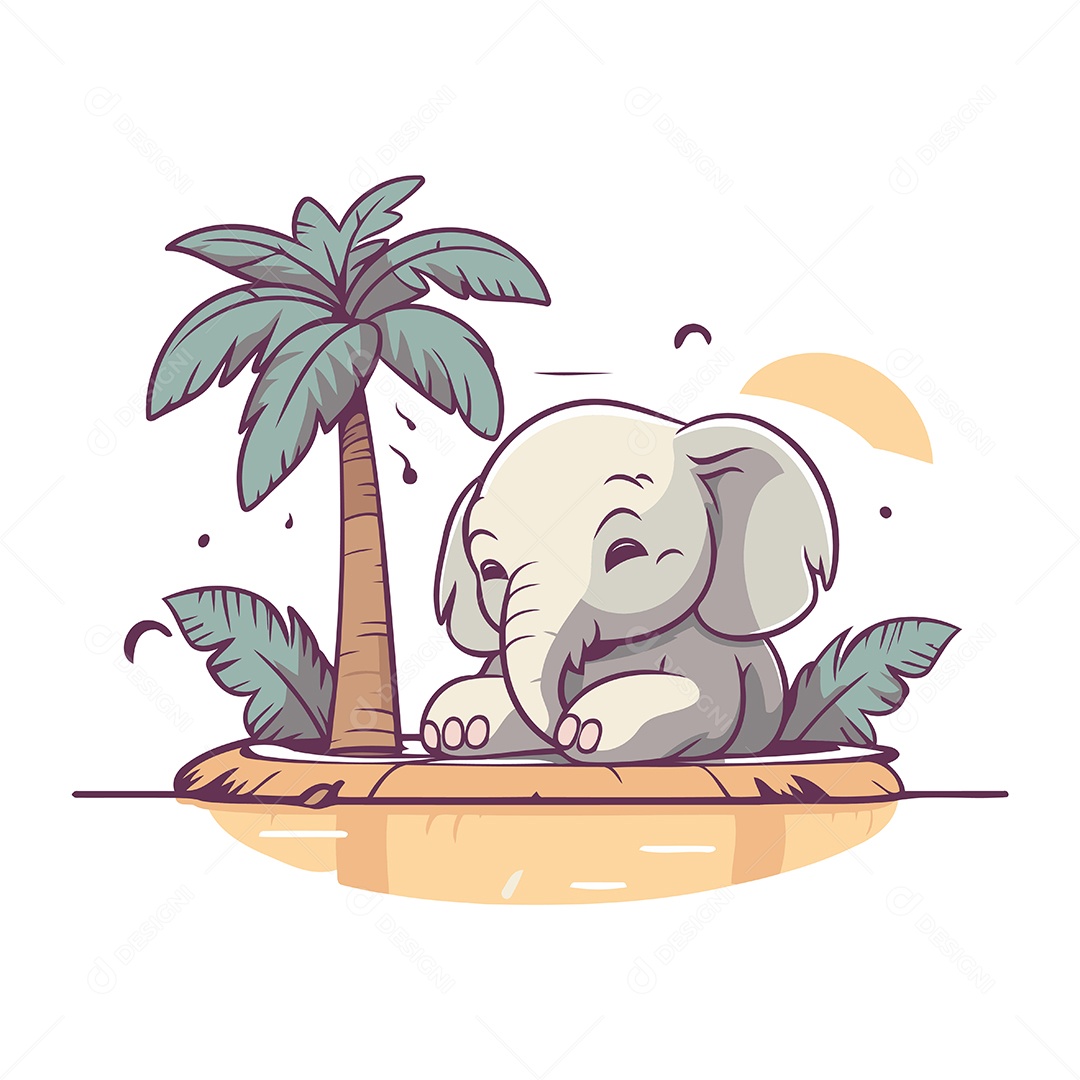 Elefante Desenho Animado Ilustração Vetor EPS