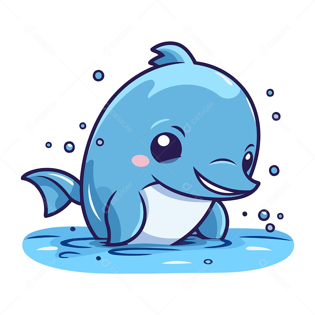 Golfinho Desenho Animado Ilustração Vetor EPS