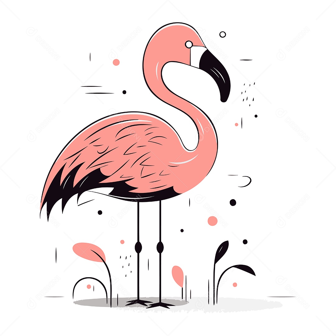 Flamingo Desenho Animado Ilustração Vetor EPS