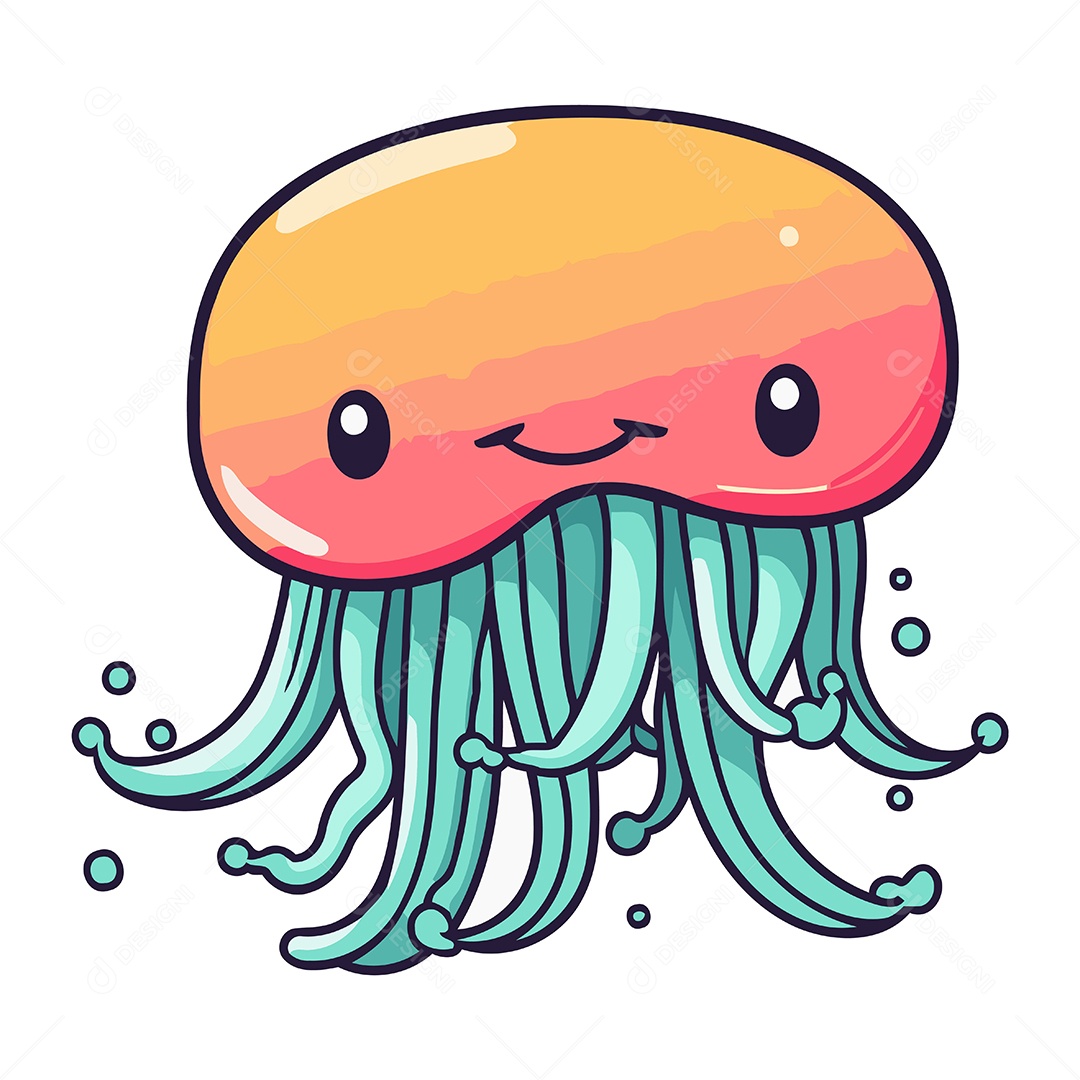 Água Viva Desenho Animado Ilustração Vetor EPS