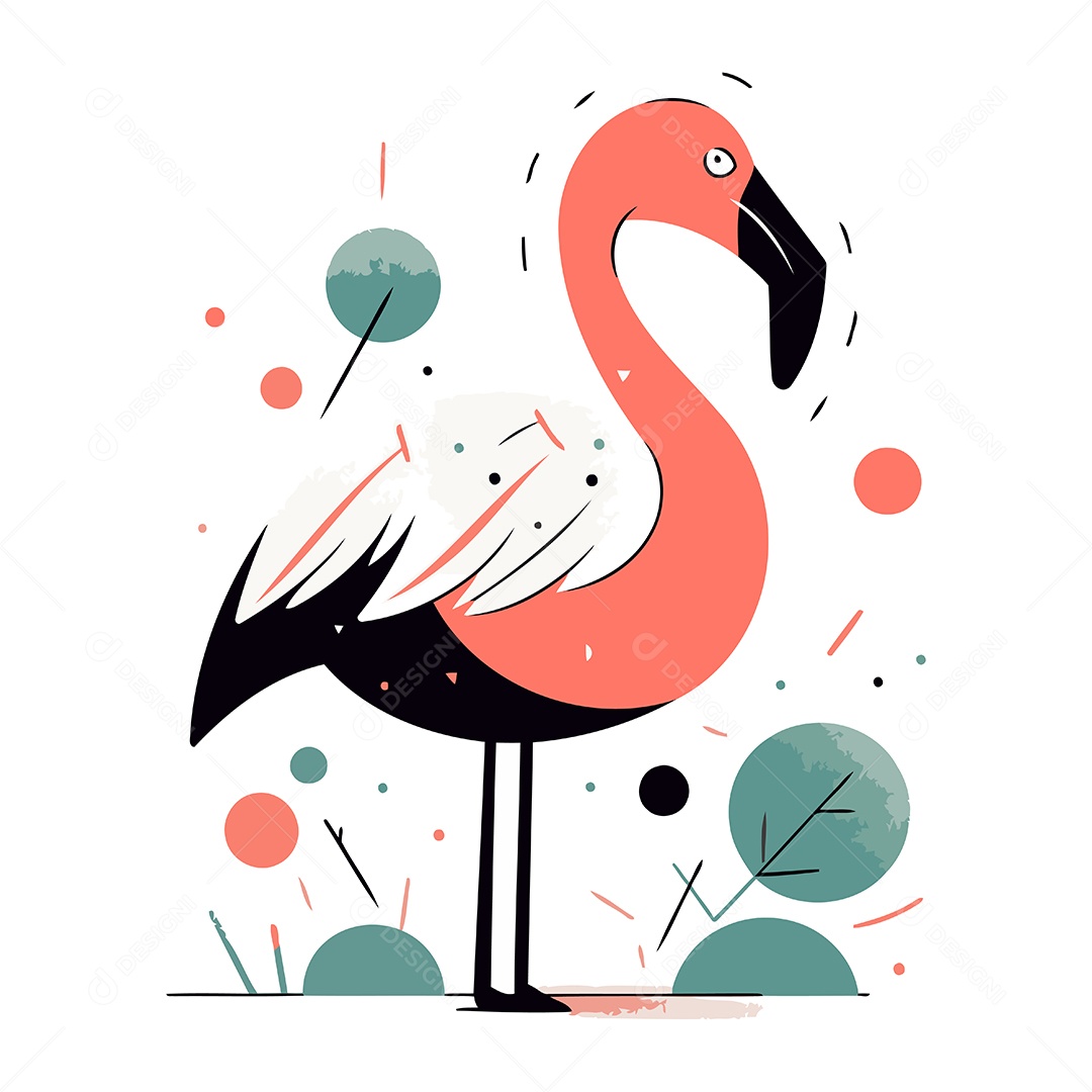 Flamingo Desenho Animado Ilustração Vetor EPS
