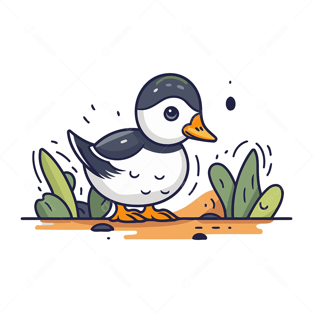 Pato Desenho Animado Ilustração Vetor EPS