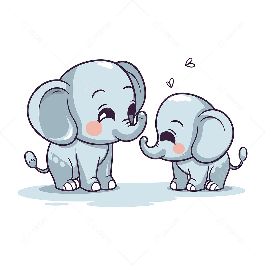 Elefantes Desenho Animado Ilustração Vetor EPS